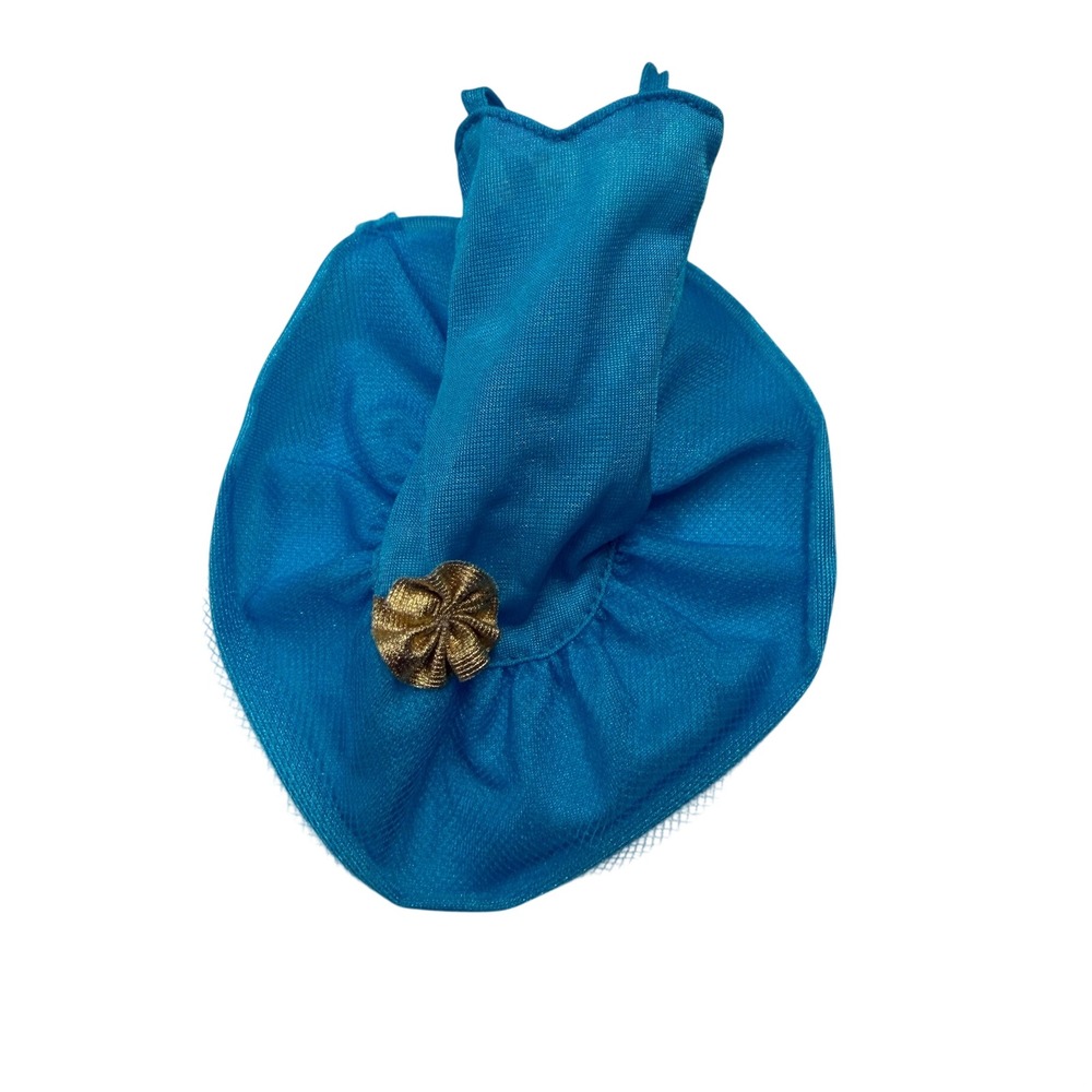 Vintage Genuine Barbie Blue Mesh Dress with Gold Flower Accent Doll Accessory